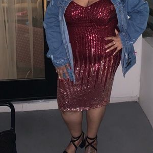 Red & RoseGold sequin dress